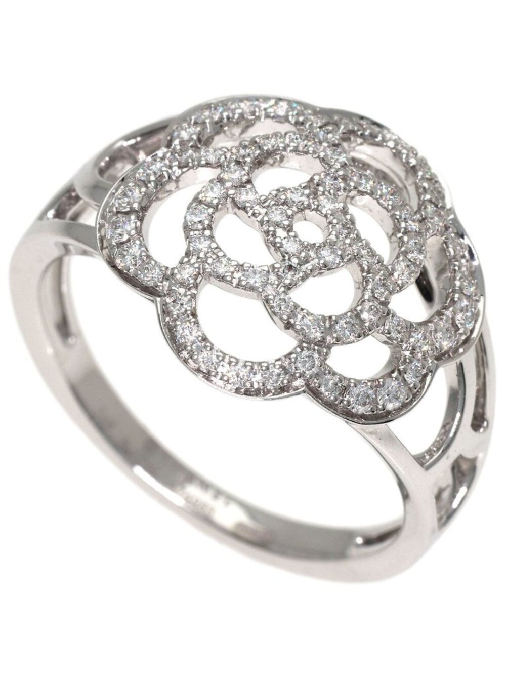 Chanel Camellia Diamond 58 Ring 18K White Gold